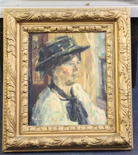 Bernard Sickert (1862-1932) Portrait of the artists wife 12.5 x 10.75in.